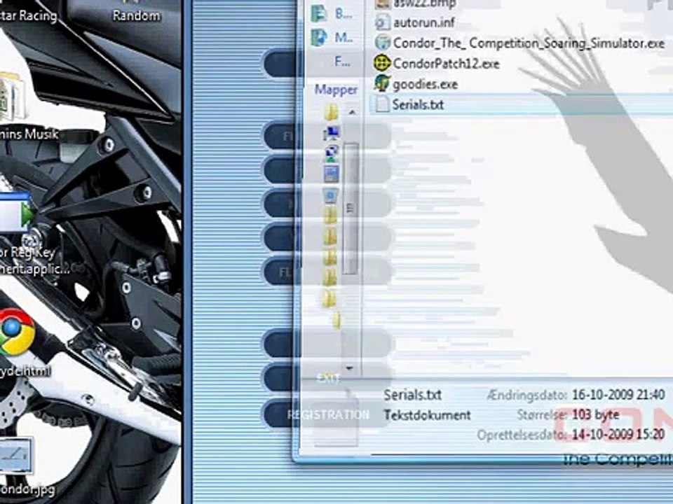 How to change the registration key of Condor: The Competition Soaring Simulator