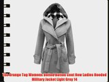 The Orange Tag Womens Belted Button Coat New Ladies Hooded Military Jacket Light Grey 14
