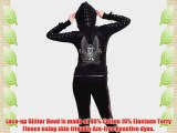 Spiral - Women - ENSLAVED ANGEL - Laceup Full Zip Glitter Hoody Black - Small