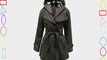 The Orange Tag Womens Belted Button Coat New Ladies Hooded Military Jacket Charcoal 18