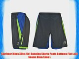 Karrimor Mens Xlite 2in1 Running Shorts Pants Bottoms Flat Lock Seams Blue/Lime L