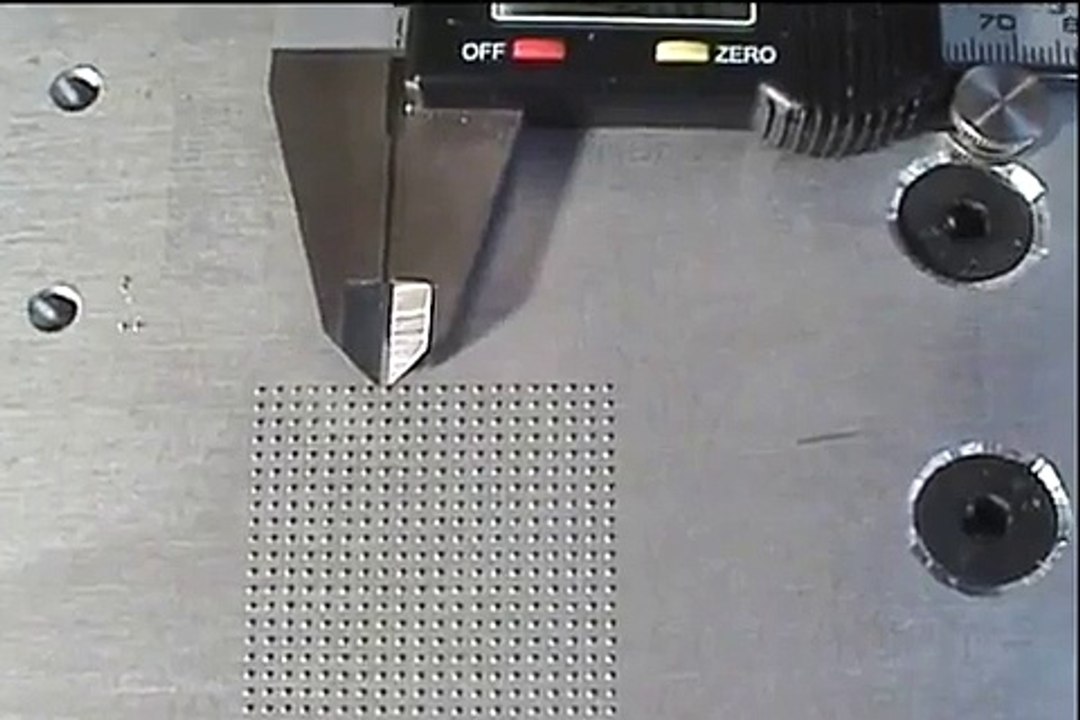 Solder paste dispensing with auger valve - test #1 22GA 400x 0.5mm dots