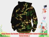 Army Fleece Zip Hoodie Hooded Sweatshirt Jacket Camouflage Forest Green L