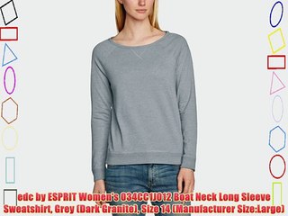 edc by ESPRIT Women's 034CC1J012 Boat Neck Long Sleeve Sweatshirt Grey (Dark Granite) Size