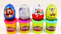 Play Doh Kinder Surprise Eggs Peppa Pig Frozen Mickey Mouse Disney Surprise Eggs Ice Cream