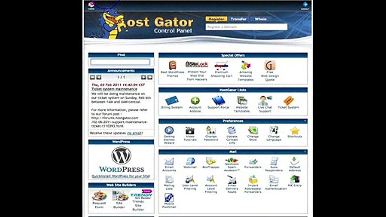 Create a Website on Facebook - Part 5 - Install Wordpress - Video Dailymotion