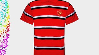 Manchester United FC Official Football Gift Mens Striped Polo Shirt Red XL