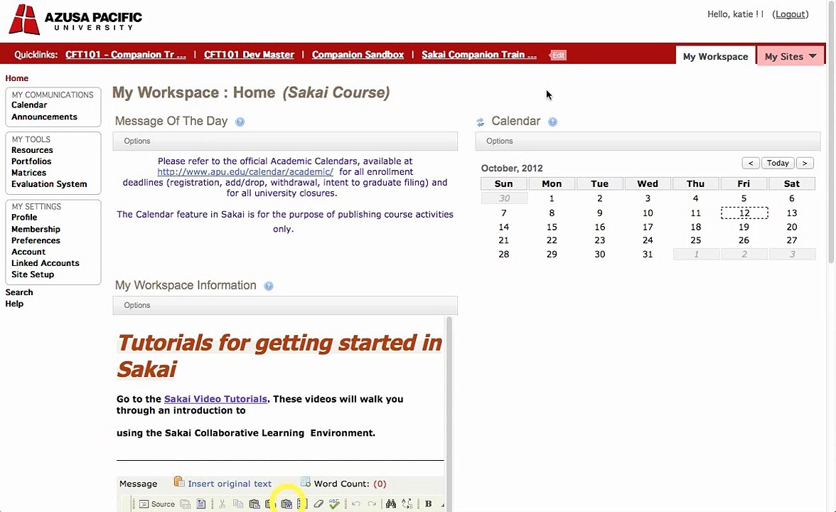 Sakai Home: How to Navigate Sakai