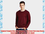 Original Penguin Men's Herringbone Print Crew Polo Long Sleeve Sweatshirt Red (Tawny Port)