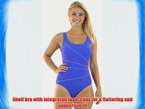 Zoggs Women's Summer Bloom Piped Scoopback Swimsuit - Blue 42/18-Inch