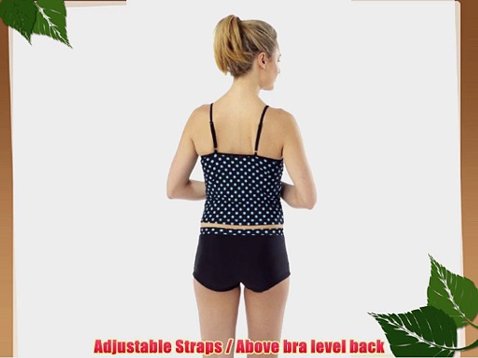Ladies MADISON Polka Dot Spot Boy Shorts Leg Tankini Bikini - Black