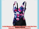 La Isla Women's Waist Minimizer Printed V-neck One Piece Swimwear Swimsuit Multicoloured 18