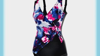 La Isla Women's Waist Minimizer Printed V-neck One Piece Swimwear Swimsuit Multicoloured 18