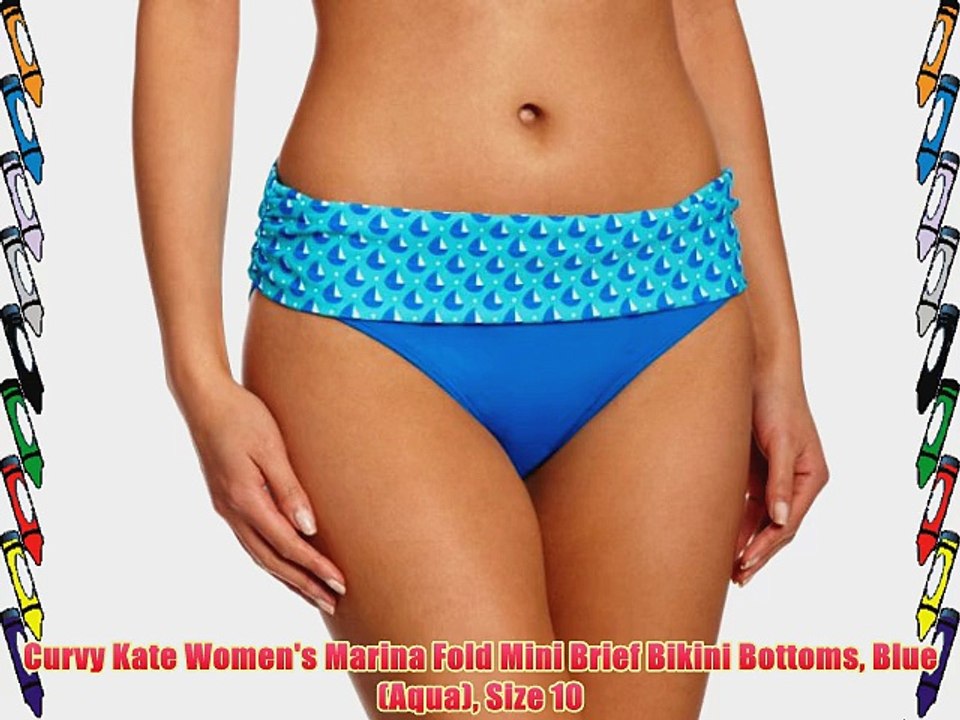 Curvy Kate Women's Marina Fold Mini Brief Bikini Bottoms Blue (Aqua) Size 10