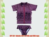 Swimzip Girl's Ruffle Me Pretty Swim Set UV Sun Protective Rash Guard - Purple 5 Years