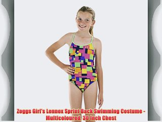 Zoggs Girl's Lennox Sprint Back Swimming Costume - Multicoloured 30 Inch Chest