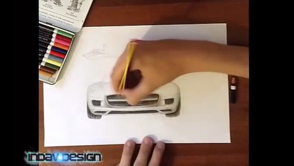 Mercedes-Benz SLS AMG realistic drawing - Time lapse - INDAV Design