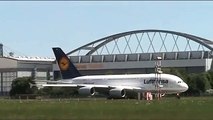 Erster Lufthansa Airbus A380 Landung und Start in Hamburg Fuhlsbüttel