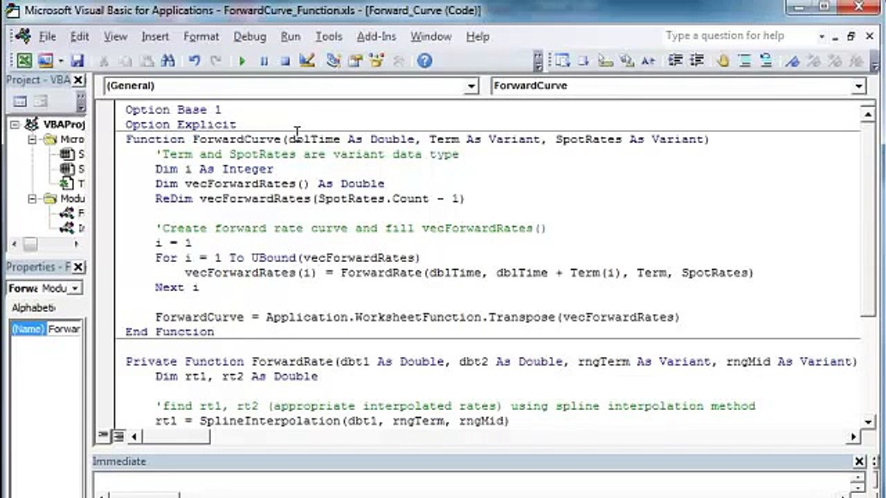 Forward Curve Function - Excel VBA