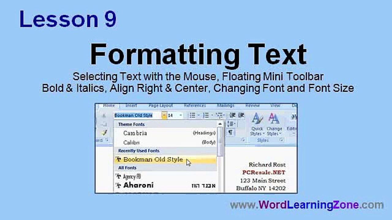 Microsoft Word 2007 Tutorial - part 09 out of 13 - Formatting Text