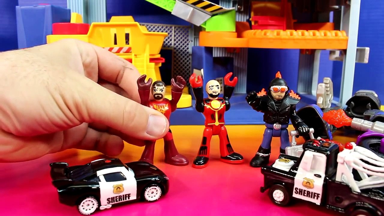 Disney Pixar Cars Sheriff Car Lightning McQueen Mater Go On Mission Bring Imaginext Biker To Jail