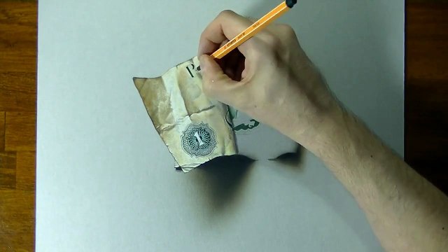 How to Draw an old One Pound Note - Drawing Time Lapse - 3D Art