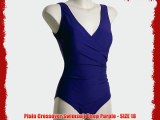 Plain Crossover Swimsuit Deep Purple - SIZE 18