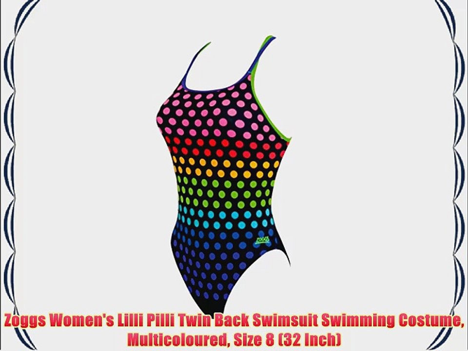 Zoggs Women's Lilli Pilli Twin Back Swimsuit Swimming Costume Multicoloured Size 8 (32 Inch)