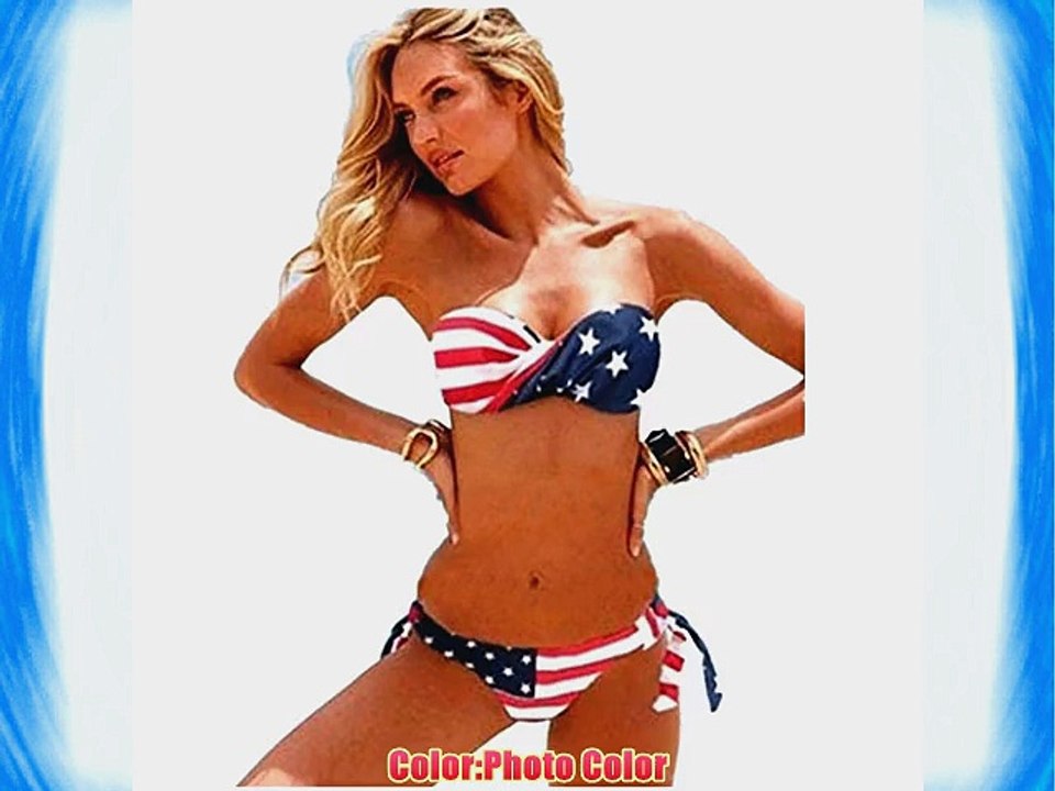 MeMoreCool Stars And Stripes American Flag Bikini Swimsuit(M)