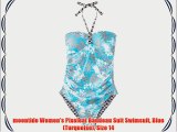 moontide Women's Pixeleaf Bandeau Suit Swimsuit Blue (Turquoise) Size 14
