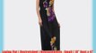 FOBlackFloral86A-7931 Floral on Solid Black Graphic Print Beaded Halter Smocked Bodice Long