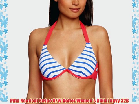 Piha Nautical Stripe U/W Halter Women's Bikini Navy 32B