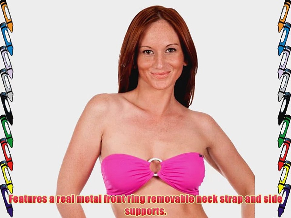 Halcyon Blue Fleur Bandeau Bikini Top - Pink - Large