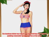 jowiha Vintage Retro 50s Bandeau Bikini in Black/White or Blue/Red/White Cup Size B Sizes S-XL