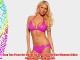 Sexy Two Piece Hot Halter Rhinestone Low Rise Womens Bikini Swimsuit - Orchid - Large