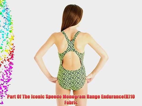 Speedo Monogram Splashback Girls Swimsuit Size- 24 Color- Green