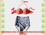 ZLMDS Women's Halter Padded Top High Waist Bottom Swimsuit Bikini Set L