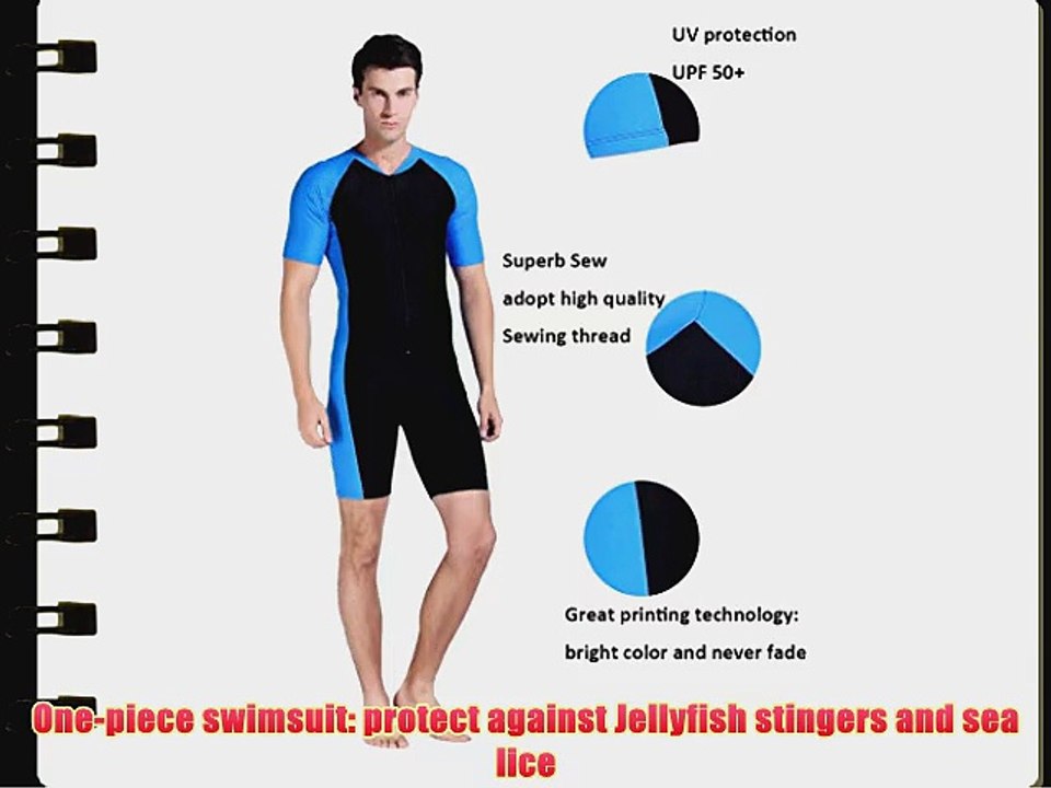 Men New Fashion Design One-Piece Short sleeve Swimming Costumes UV Sun Protection Swimwear