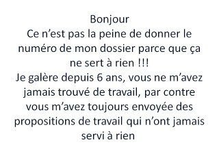 UNE LETTRE A MON CONSEILLER PÔLE EMPLOI
