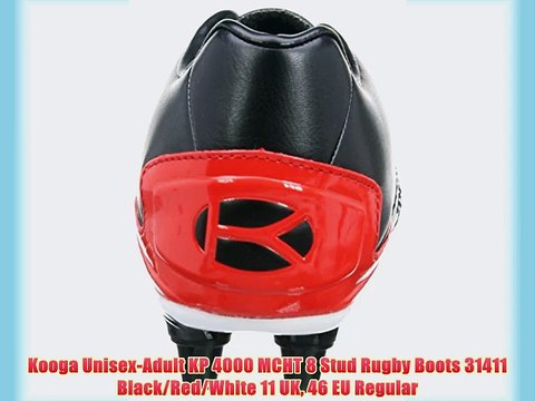 Kooga Unisex-Adult KP 4000 MCHT 8 Stud Rugby Boots 31411 Black/Red/White 11 UK 46 EU Regular