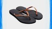 Women Havaianas Slim Logo Metallic Black Copper Flip Flops Thongs Strap All Sizes