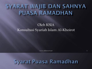 Syarat wajib dan sahnya Puasa Ramadhan
