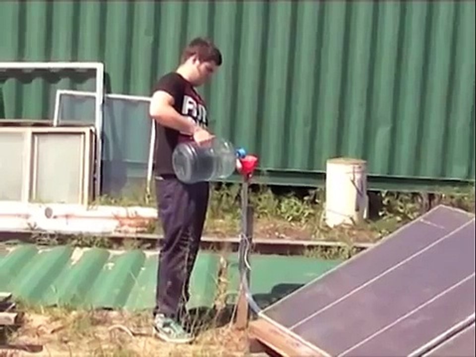 Shipping Container House - hot water from solar panels