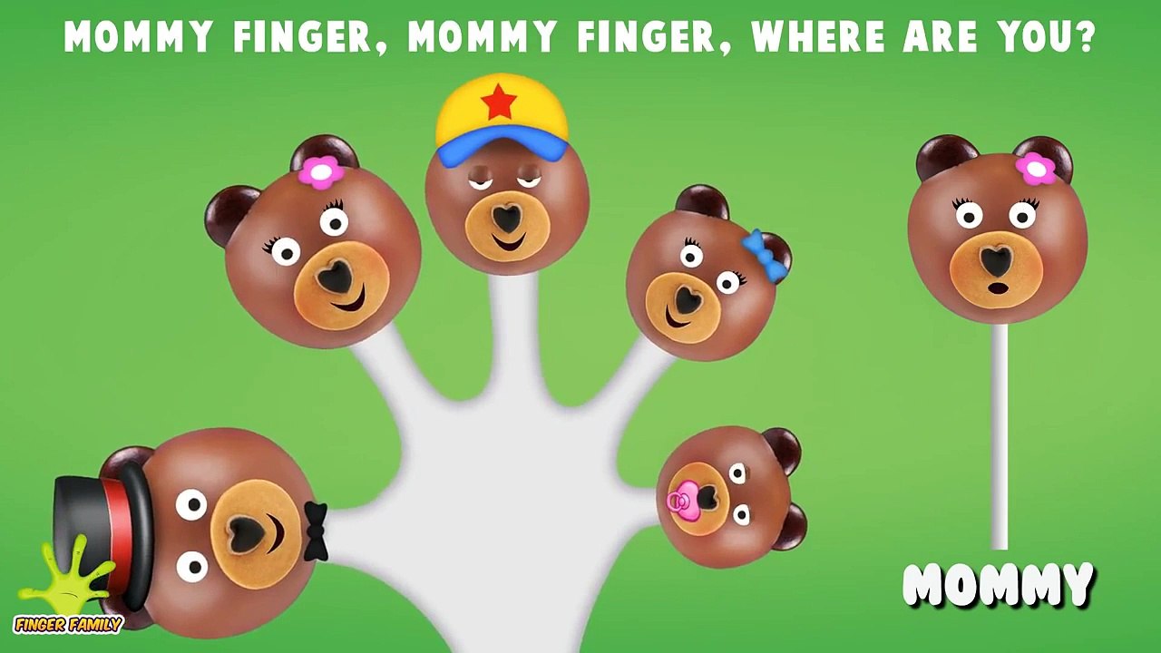The Finger Family Bear Cake Pop Family Nursery Rhyme   Bear Cake Pop Finger Family Songs