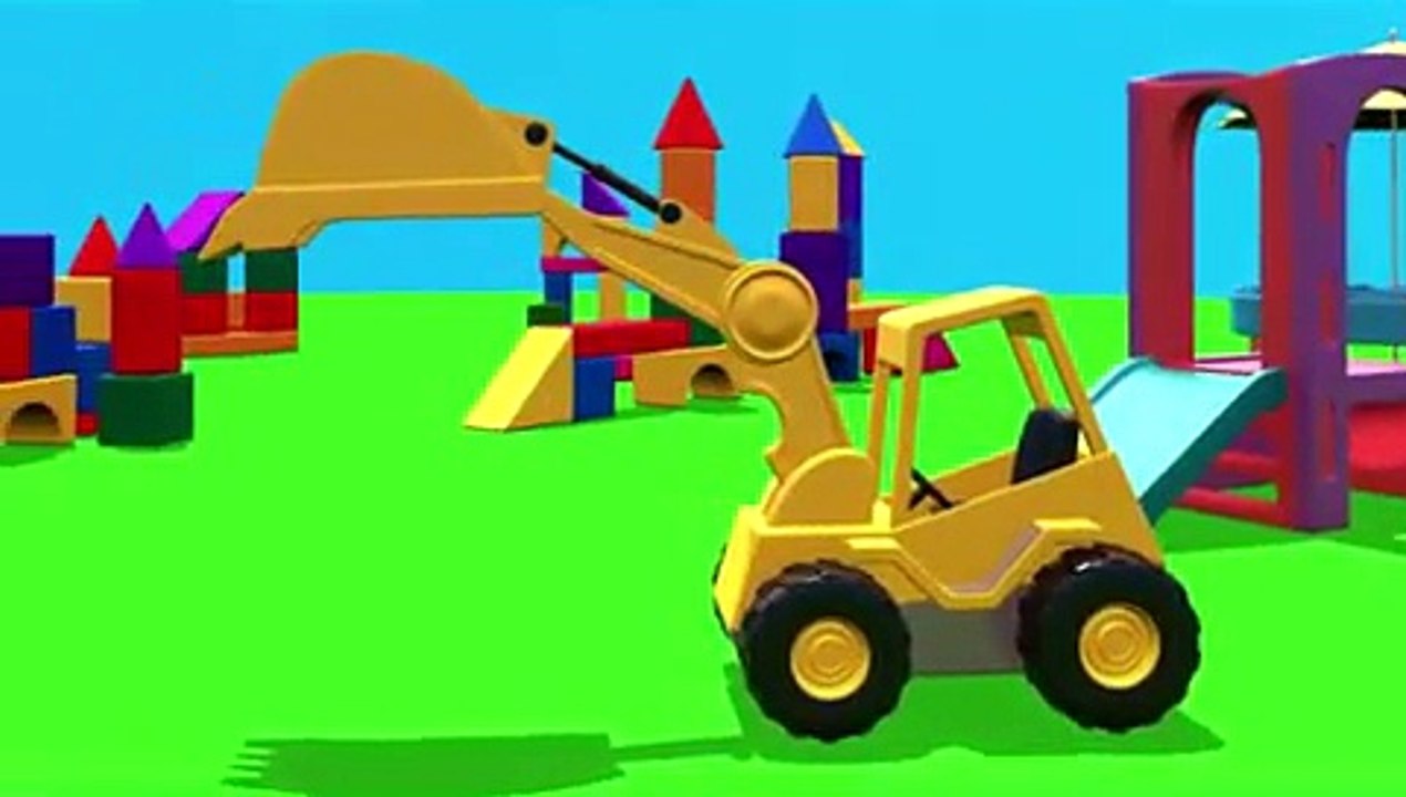 Kid's Construction Toys & Trucks! Learn 3d Shapes   English Demo Song & Game!    ABC
