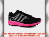 adidas Womens Galatic Elite Running Trainers Ladies Sports Shoes Lace Up Blk/Iron/SolPnk UK