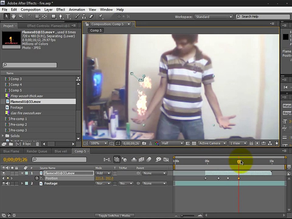 Adobe After EffectS CS4 Blue Flame effect Tutorial