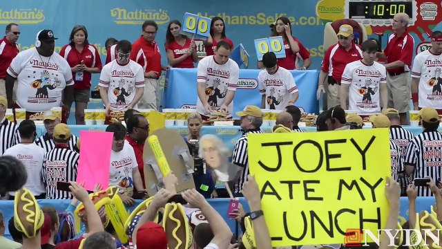Matt Stonie wins 2015 Nathans Famous hot dog eating contest