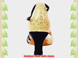 Honeystore Women's Thick Heel Ankle Strap Dance Shoes Gold 5 UK