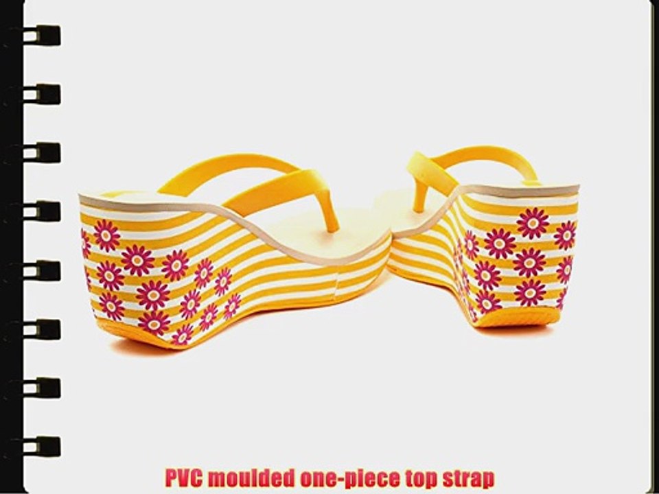 Ipanema Brasil Flora 2015 Yellow Womens Beach Wedge Flip Flops Size 8